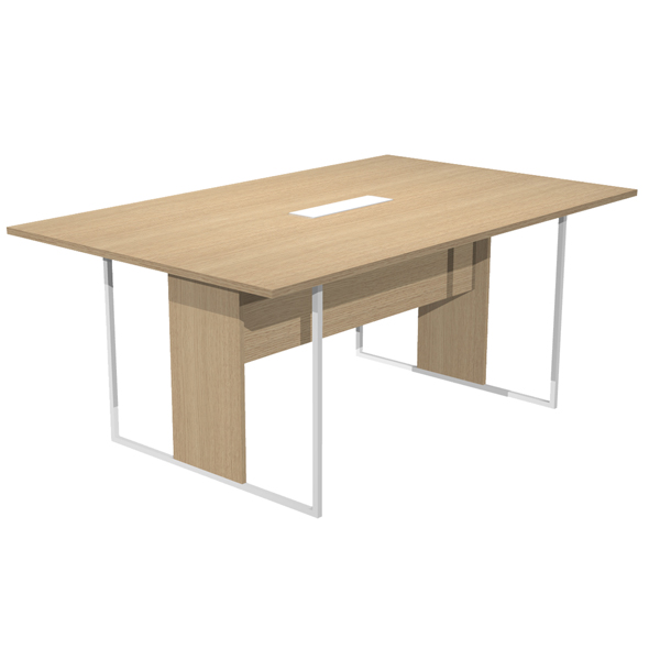 MD_100924 Tavolo riunione Essence - 180 x 110 cm - Rovere - Gamba bianca - Top bianco - immagine 1