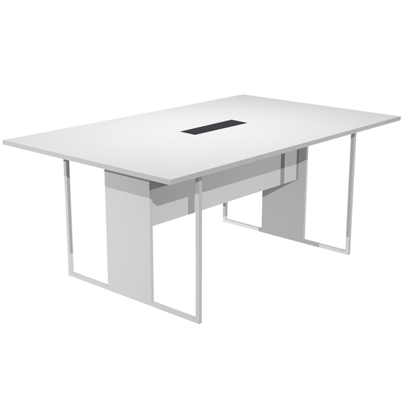 MD_100929 Tavolo riunione Essence - 180 x 110 cm - Bianco - Gamba bianca - Top nero - immagine 1