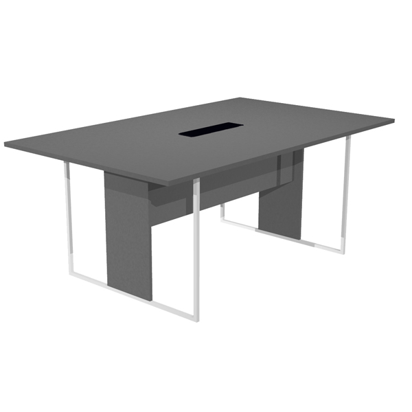 MD_100931 Tavolo riunione Essence - 180 x 110 cm - Antracite - Gamba bianca - Top nero - immagine 1