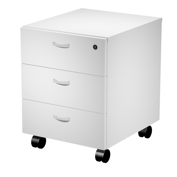 MD_100932 Cassettiera Essence - 3 cassetti - con ruote - 41,5 x 49,5 x 57,6 cm - bianco - immagine 1