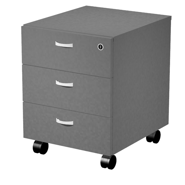 MD_100934 Cassettiera Essence - 3 cassetti - con ruote - 41,5 x 49,5 x 57,6 cm - Antracite - immagine 1