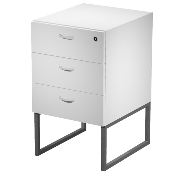 MD_100935 Cassettiera Essence - 3 cassetti - con supporto metal - 41,5 x 49,5 x 57,6 cm - Bianco/Antracite - immagine 1