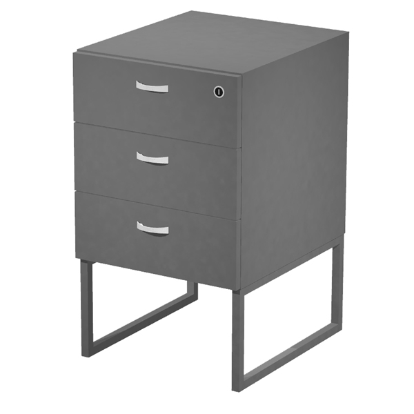 MD_100937 Cassettiera Essence - 3 cassetti - con supporto metal - 41,5 x 49,5 x 57,6 cm - Antracite/Antracite - immagine 1
