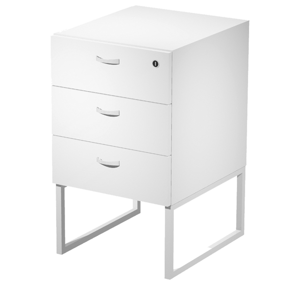 MD_100938 Cassettiera Essence - 3 cassetti - con supporto metal - 41,5 x 49,5 x 57,6 cm - Bianco/Bianco - immagine 1
