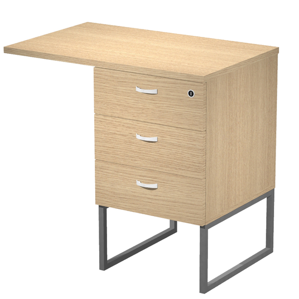 MD_100942 Cassettiera Essence - 3 cassetti - con supporto metal e top - 41,5 x 49,5 x 57,6 cm - Rovere/Antracite - immagine 1