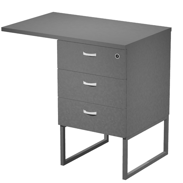 MD_100943 Cassettiera Essence - 3 cassetti - con supporto metal e top - 41,5 x 49,5 x 57,6 cm - Antracite/Antracite - immagine 1