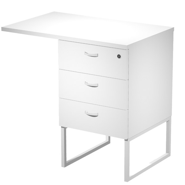 MD_100944 Cassettiera Essence - 3 cassetti - con supporto metal e top - 41,5 x 49,5 x 57,6 cm - Bianco/Bianco - immagine 1