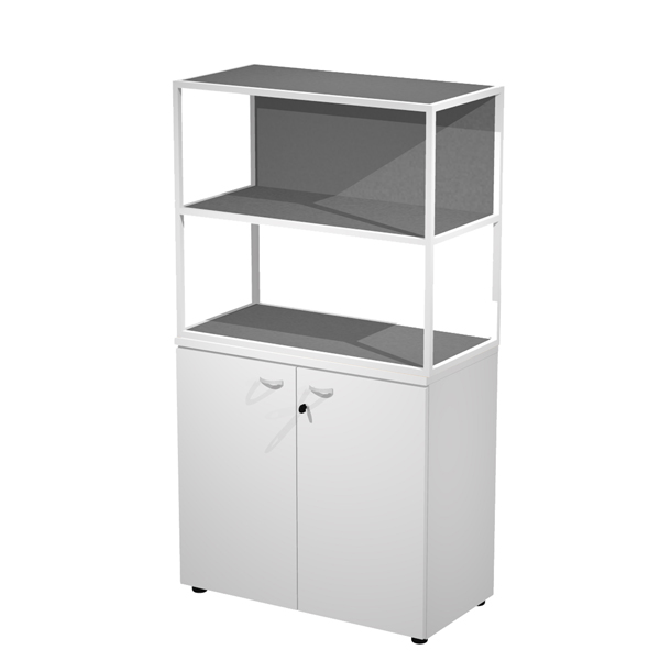 MD_100978 Libreria media metal + armadio basso Essence - 90 x 46 x 165 cm - Bianco/bianco/antracite/bianco - immagine 1