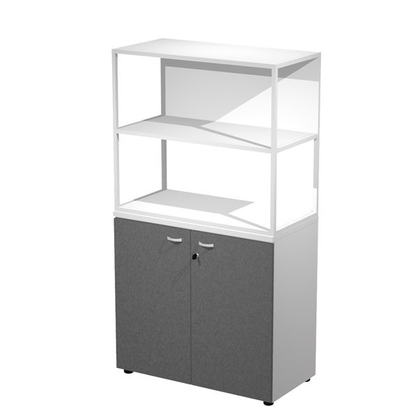 MD_100979 Libreria media metal + armadio basso Essence - 90 x 46 x 165 cm - Bianco/antracite/bianco/bianco - immagine 1
