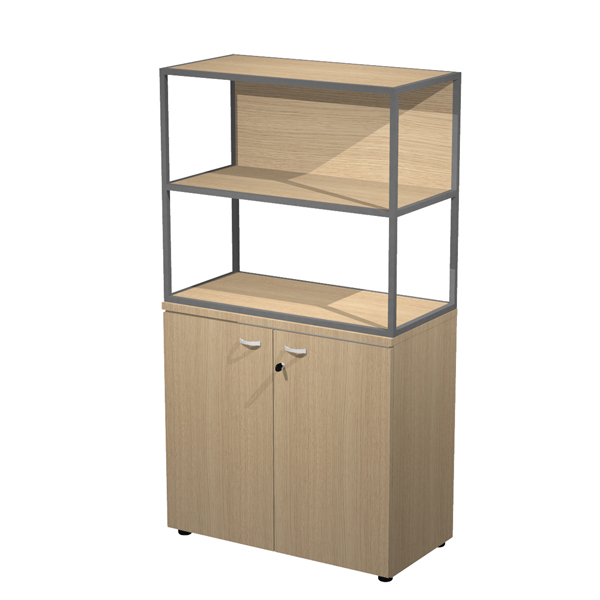 MD_100982 Libreria media metal + armadio basso Essence - 90 x 46 x 165 cm - Rovere/rovere/rovere/antracite - immagine 1