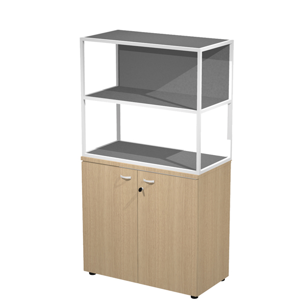 MD_100985 Libreria media metal + armadio basso Essence - 90 x 46 x 165 cm - Rovere/rovere/antracite/bianco - immagine 1