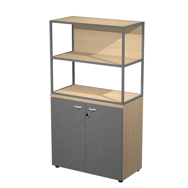 MD_100986 Libreria media metal + armadio basso Essence - 90 x 46 x 165 cm - Rovere/antracite/rovere/antracite - immagine 1