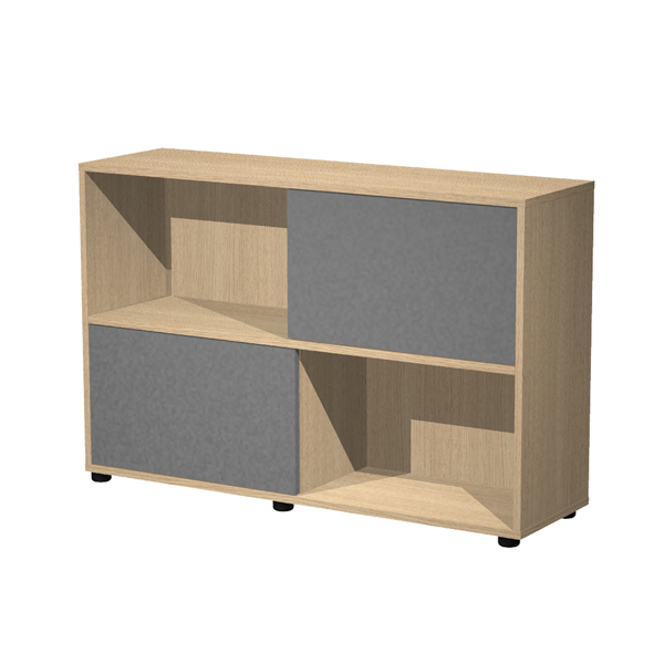MD_101007 Libreria bassa Essence - 2 ante scorrevoli - rovere/antracite - immagine 1