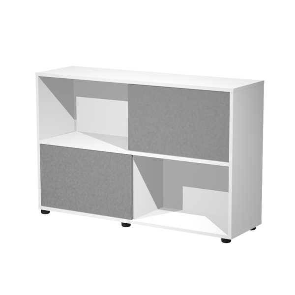 MD_101008 Libreria bassa Essence - 2 ante scorrevoli - bianco/antracite - immagine 1