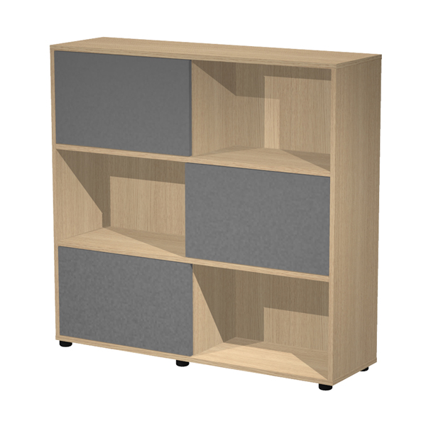 MD_101009 Libreria media Essence - 3 ante scorrevoli - rovere/antracite - immagine 1