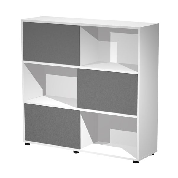 MD_101010 Libreria media Essence - 3 ante scorrevoli - bianco/antracite - immagine 1