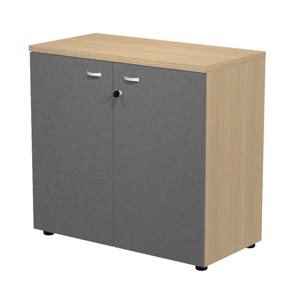 MD_101015 Armadio basso con ante Essence - con serratura - 90 x 46 x 85 cm - rovere/antracite - immagine 1