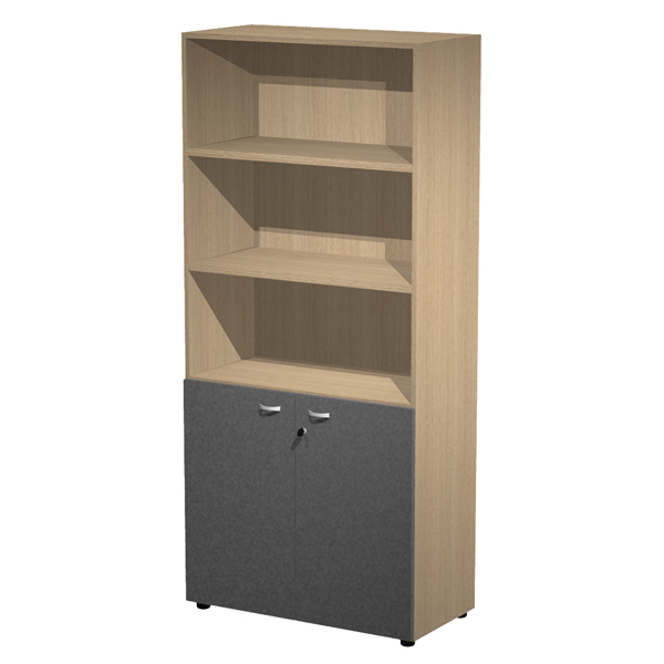 MD_101017 Armadio alto con ante inferiori Essence - con serratura - 90 x 45 x 200 cm - rovere/antracite - immagine 1