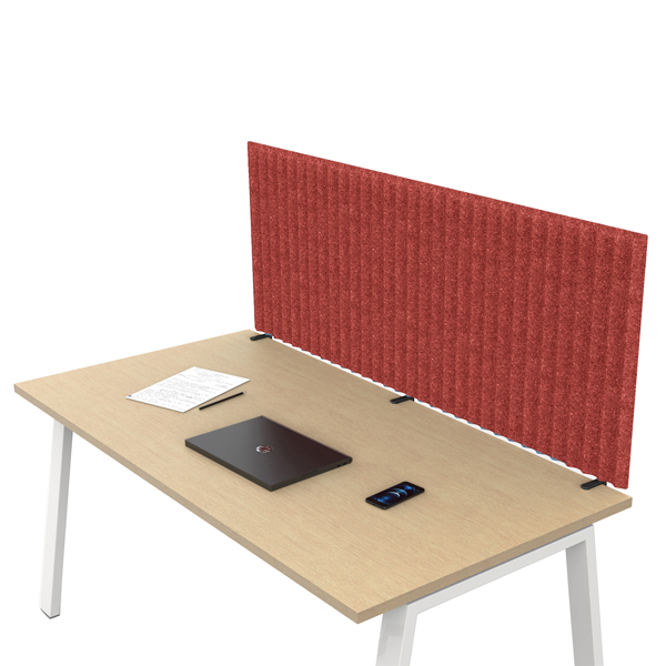 MD_101025 Pannello fonoassorbente per scrivania - 75 x 40 cm - morsetti neri - rosso - immagine 1