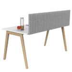 Pannello fonoassorbente per scrivania - 135 x 40 cm - morsetti neri - grigio chiaro