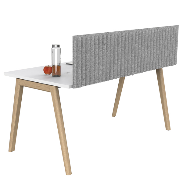 MD_101034 Pannello fonoassorbente per scrivania - 155 x 40 cm - morsetti neri - grigio chiaro - immagine 1