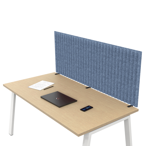 MD_101040 Pannello fonoassorbente per scrivania - 175 x 40 cm - morsetti neri - azzurro - immagine 1