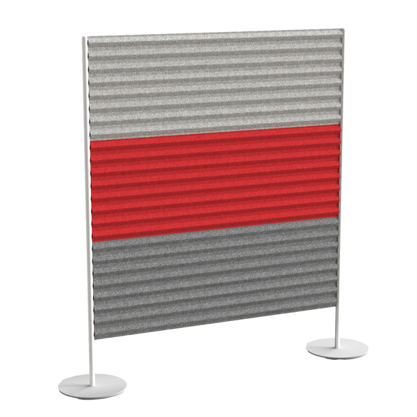 MD_101043 Pannello fonoassorbente Stripes - 120 x 140 cm - grigio chiaro/rosso/grigio medio - immagine 1