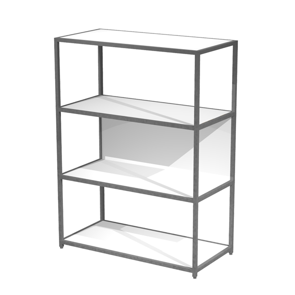 MD_101044 Libreria 4 ripiani Modular - 90 x 44 x 122 cm - struttura metal antracite - bianco - immagine 1