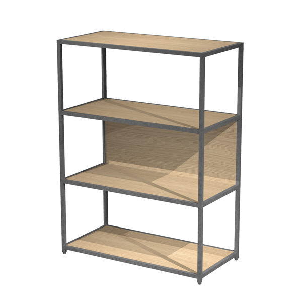 MD_101045 Libreria 4 ripiani Modular - 90 x 44 x 122 cm - struttura metal antracite - rovere - immagine 1