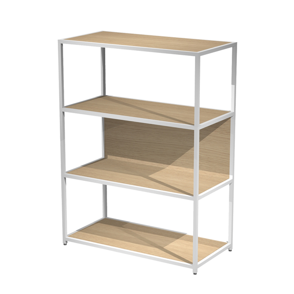 MD_101048 Libreria 4 ripiani Modular - 90 x 44 x 122 cm - struttura metal bianco - rovere - immagine 1