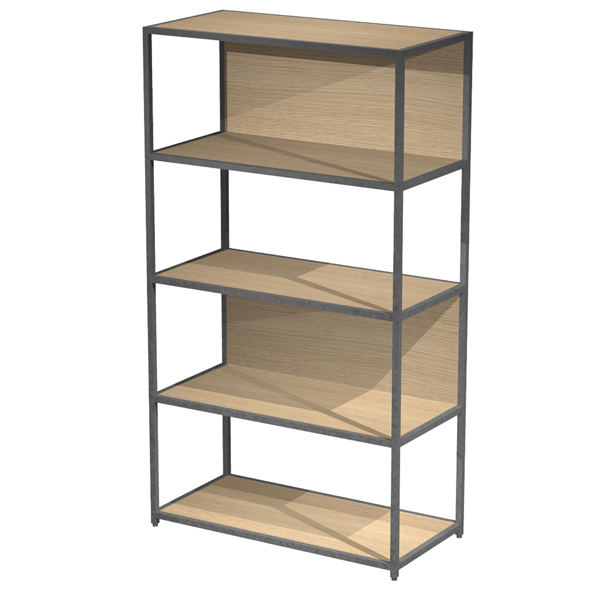 MD_101051 Libreria 5 ripiani Modular - 90 x 44 x 161 cm - struttura metal antracite - rovere - immagine 1