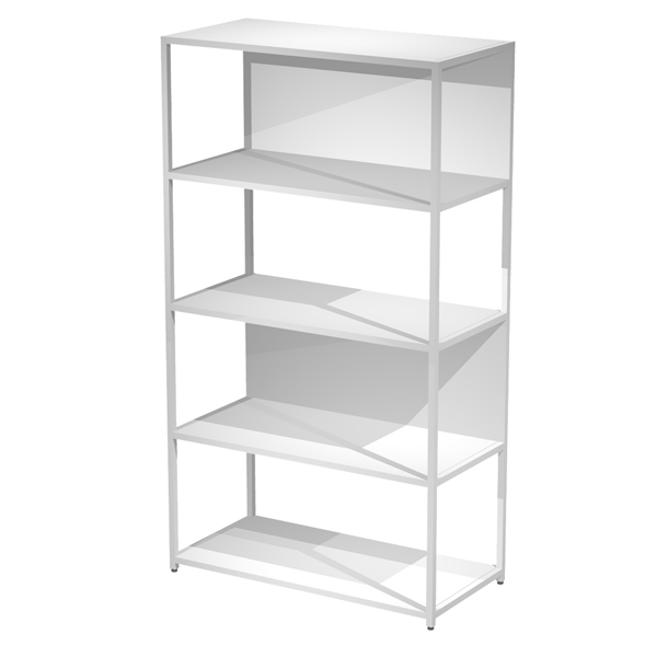 MD_101053 Libreria 5 ripiani Modular - 90 x 44 x 161 cm - struttura metal bianco - bianco - immagine 1