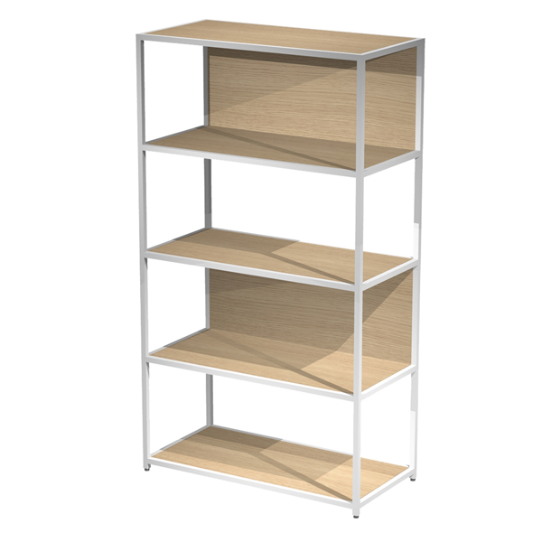 MD_101054 Libreria 5 ripiani Modular - 90 x 44 x 161 cm - struttura metal bianco - rovere - immagine 1