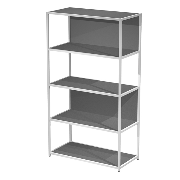 MD_101055 Libreria 5 ripiani Modular - 90 x 44 x 161 cm - struttura metal bianco - antracite - immagine 1