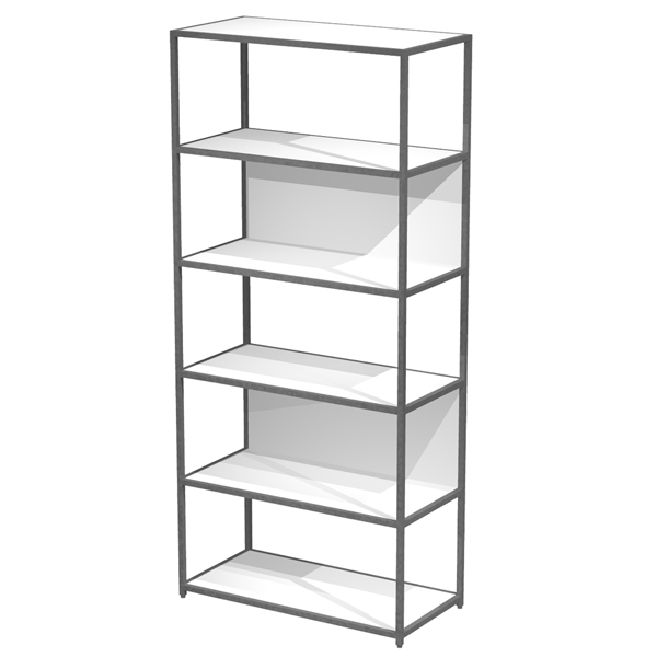 MD_101056 Libreria 6 ripiani Modular - 90 x 44 x 200 cm - struttura metal antracite - bianco - immagine 1