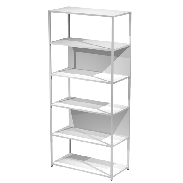 MD_101059 Libreria 6 ripiani Modular - 90 x 44 x 200 cm - struttura metal bianco - bianco - immagine 1