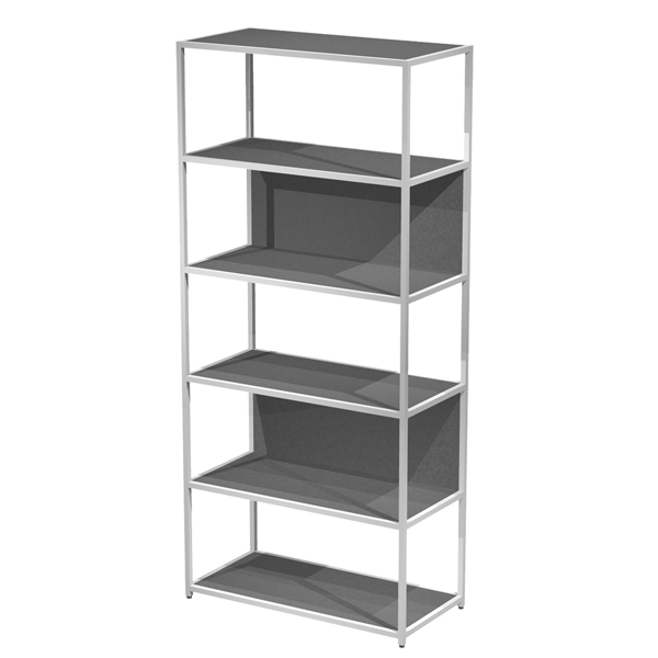 MD_101061 Libreria 6 ripiani Modular - 90 x 44 x 200 cm - struttura metal bianco - antracite - immagine 1
