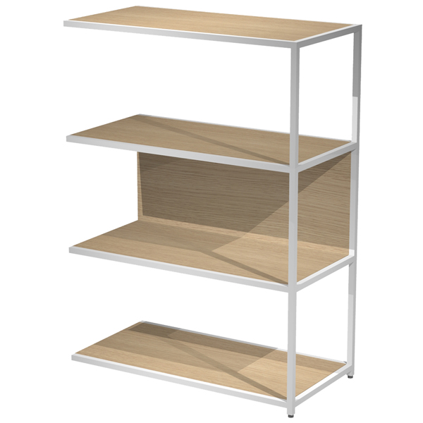 MD_101066 Modulo aggiuntivo per libreria Modular - 90 x 44 x 122 cm - struttura metal bianco - rovere - immagine 1
