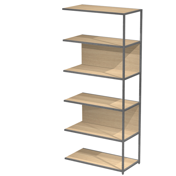 MD_101075 Modulo aggiuntivo per libreria Modular - 90 x 44 x 200 cm - struttura metal antracite - rovere - immagine 1