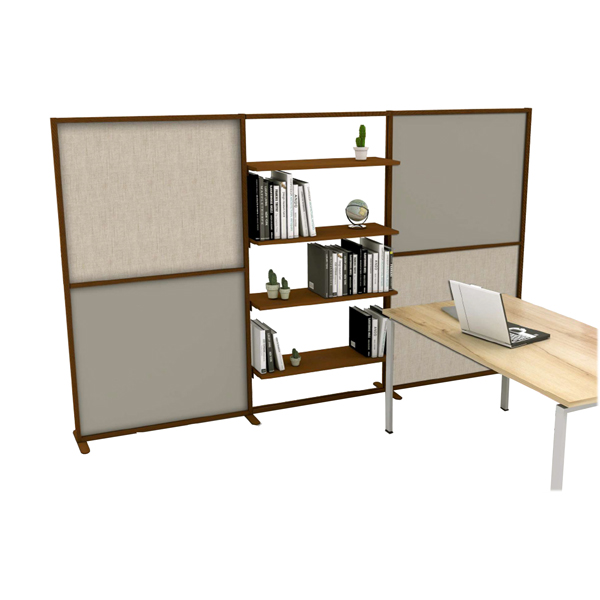 MD_101092 Parete divisoria/libreria Tetrix - 307 x 180,5cm - profilo corten - lino cancun/grigio cera - Studio T - immagine 1