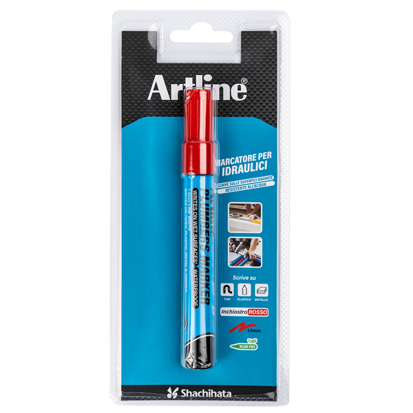 MD_101129 Marcatore permanente - per idraulica - punta tonda - 1,5 mm - rosso - Artline - immagine 1