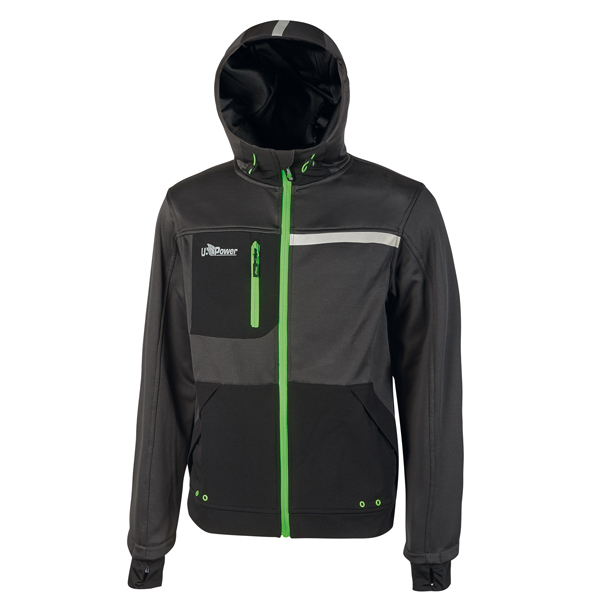 MD_101140 Felpa Galaxy - taglia XL - nero/verde - U-Power - immagine 1