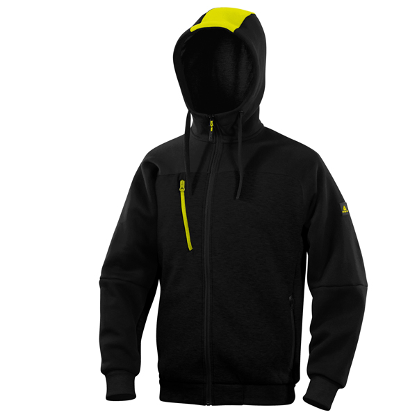 MD_101487 Felpa Borgo - con cappuccio - taglia L - nero/giallo - Deltaplus - immagine 1