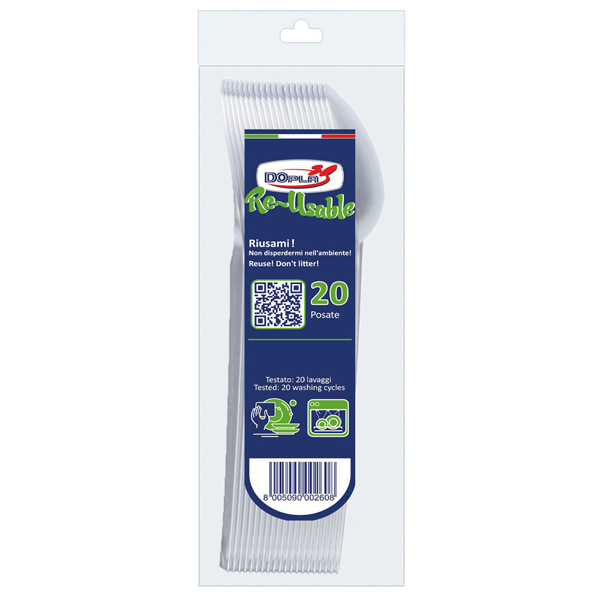 MD_101496 Cucchiaio compact Reuse -18 cm - PS - trasparente - Dopla - conf. 20 pezzi - immagine 1