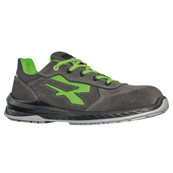 MD_101660 Calzatura di sicurezza Denver S1P - numero 44 - pelle scamosciata/mesh - nero/verde - U-Power - immagine 1
