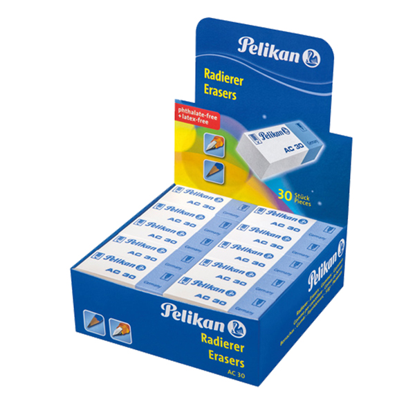 MD_101784 Gomma AC30 - bianca e blu - Pelikan - conf. 30 pezzi - immagine 1