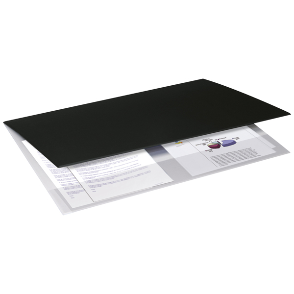 MD_101820 Sottomano Soft - doppio con tasca interna trasparente - 49 x 34,5 cm - plastica - nero - Arda - immagine 1