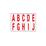 Lettere adesive da A a J - in PVC - 70 x 124 mm - 10 et/fg - 1 foglio - rosso/bianco