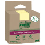 Blocco foglietti Post-it SuperSticky Green - 654R-SSCY3+1 - 76 x 76 mm - carta riciclata - giallo Canary - 70 fogli - Post-it - conf. 4 blocchi