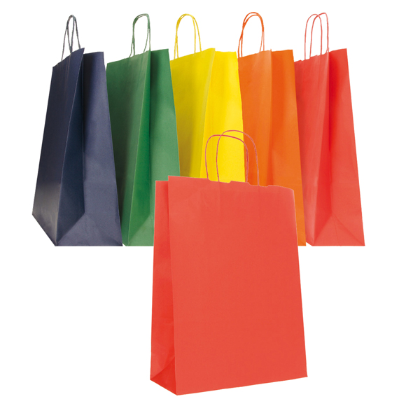 MD_102056 Shopper Twisted - maniglie cordino - 45 x 15 x 50 cm - carta biokraft - colori assortiti autunno/inverno - Mainetti Bags - conf. 25 pezzi - immagine 1
